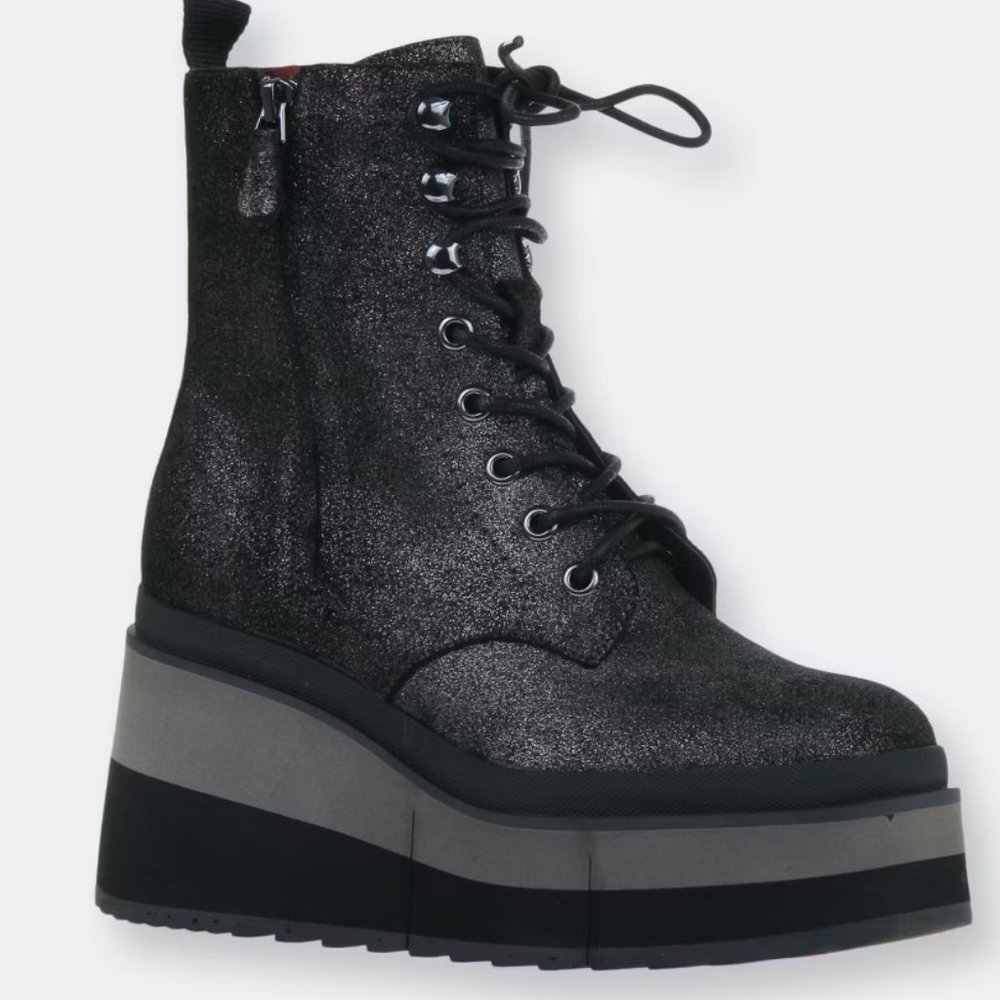 Naked Feet Burnout platform wedge combat boots